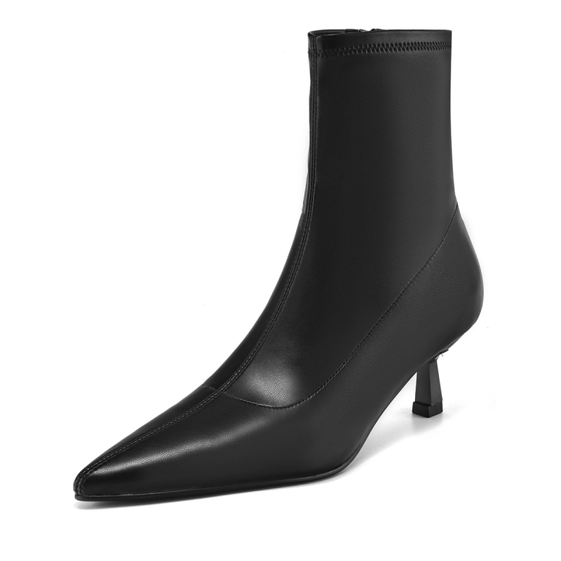 Botas estilo calcetín minimalistas de cuero con punta en punta