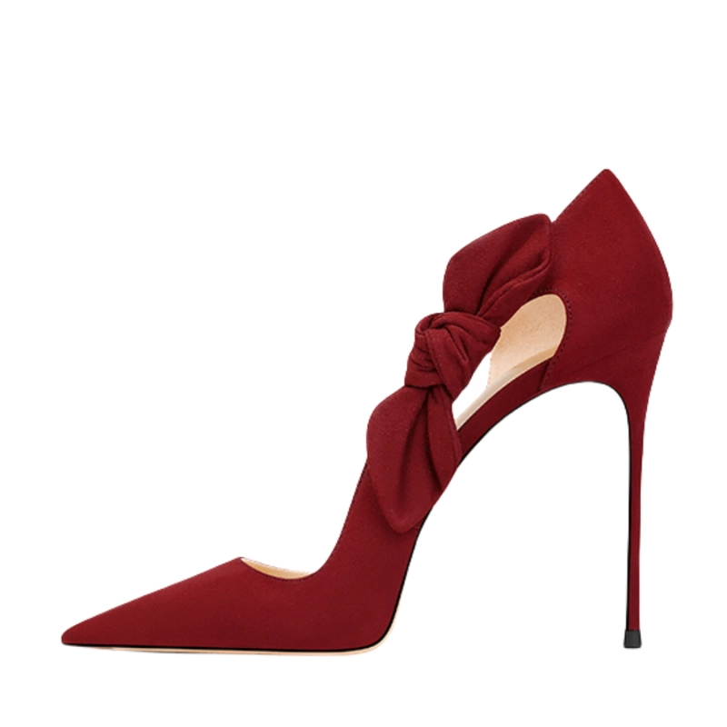 Zapatos de tacón de aguja D'Orsay con punta puntiaguda y lazo de