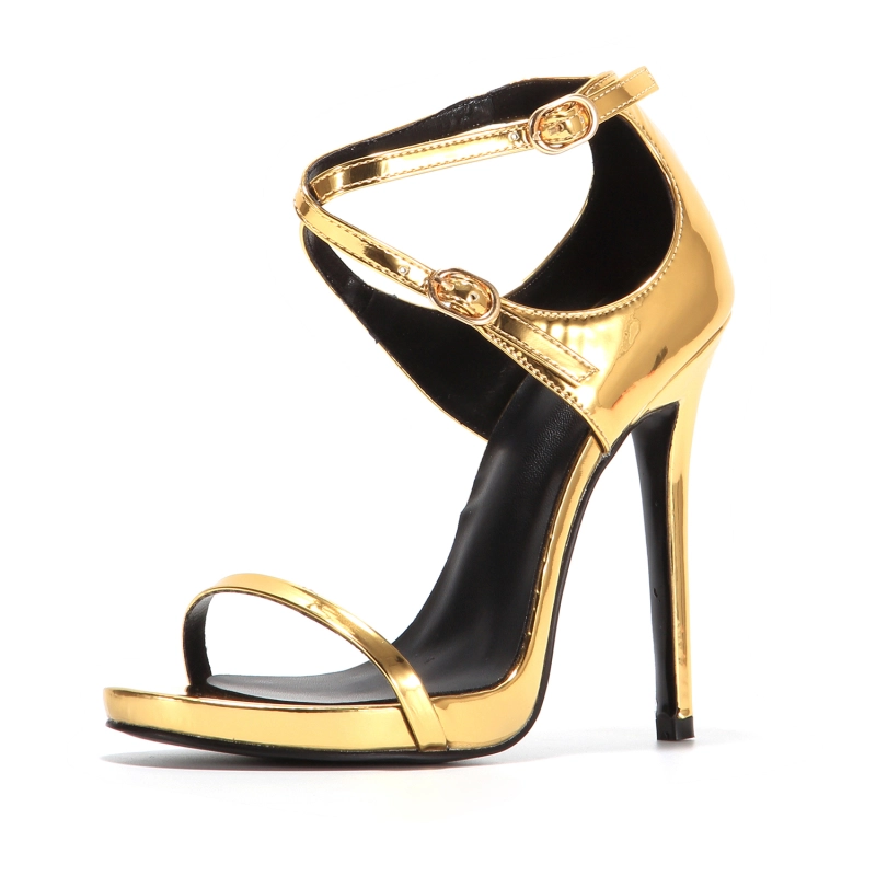 Sandalias Doradas Sandalias Tacon Cruzadas Sandalias Doradas De