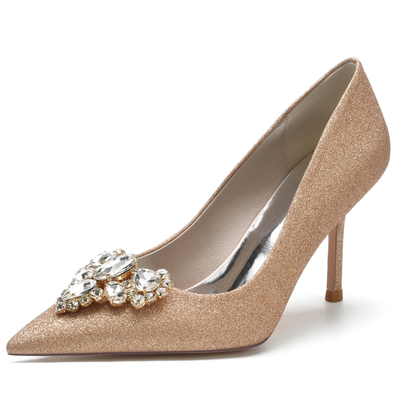 Zapatos de tacón con purpurina y punta en punta Zapatos de fiesta