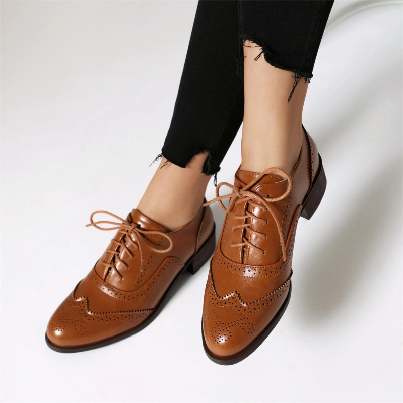 Zapatos de oficina de vestir con cordones y punta redonda Zapatos