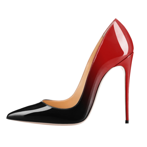 Zapatos de tacones altos degradados en rojo y negro Zapatos de punta estrecha 2022