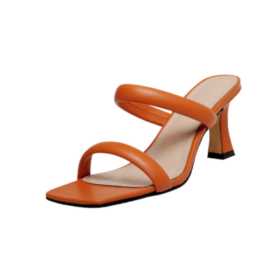 Sandalias hinchadas naranjas Tacones Zapatos acolchados de dos correas