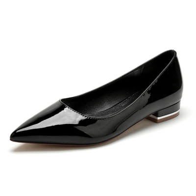 Zapatos planos negros cómodos con punta en punta Bombas Zapatos planos de oficina sólidos para el trabajo