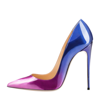 Púrpura y azul degradado zapatos de tacones altos zapatos de punta estrecha 2022 bombas