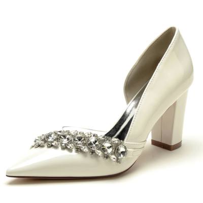 Zapatos de salón D'orsay transparentes con pedrería beige Vestidos recortados Zapatos Tacones de bloque