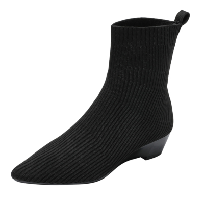 Botines de punto negro Cuñas Tacones Botines de calcetín de mujer de moda