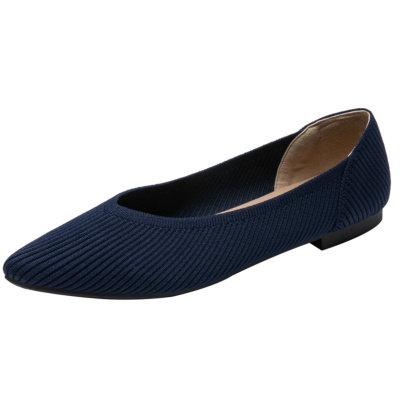 Azul marino acolchado V Vamp zapatos planos cómodos zapatos planos de mujer