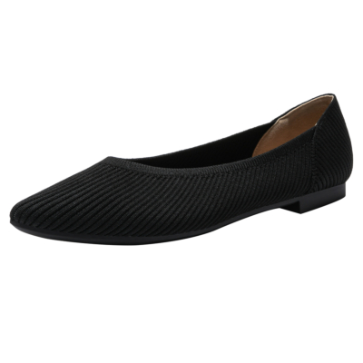 Zapatos planos negros acolchados V Vamp Slip cómodo en los planos de las mujeres