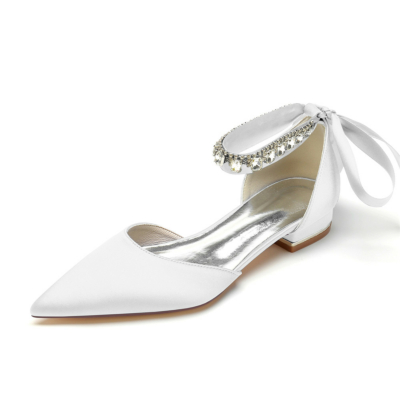 Zapatos planos Satim D'orsay con correa en el tobillo y lazo en la espalda con diamantes de imitación