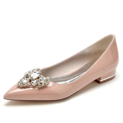 Zapatos de salón cómodos con adornos de diamantes de imitación rosa