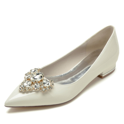 Zapatos de salón cómodos con adornos de diamantes de imitación beige