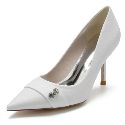 Zapatos de tacón de lentejuelas con purpurina y diamantes de imitación blancos, zapatos de novia para mujer