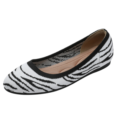 Zapatos planos con estampado de leopardo y punta redonda con estampado de cebra Zapatos planos cómodos para caminar para mujer