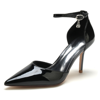 Negro Sólido D'orsay Pumps Stiletto Heels Punta estrecha Zapatos de oficina para el trabajo