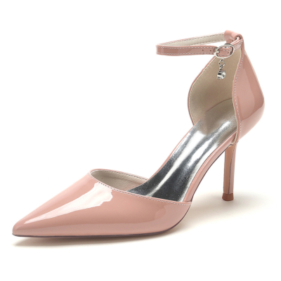 Pink Solid D'orsay Pumps Stiletto Heels Zapatos de oficina con punta en punta para el trabajo