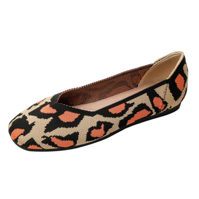 Zapatos planos con punta cuadrada y estampado de leopardo para mujer, zapatos planos cómodos para el trabajo