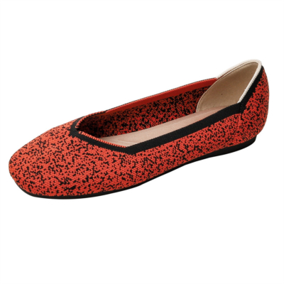 Zapatos planos de mujer de trabajo cómodo con punta cuadrada roja