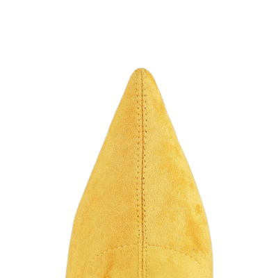 Botas por encima de la rodilla elásticas de gamuza amarilla con punta en punta