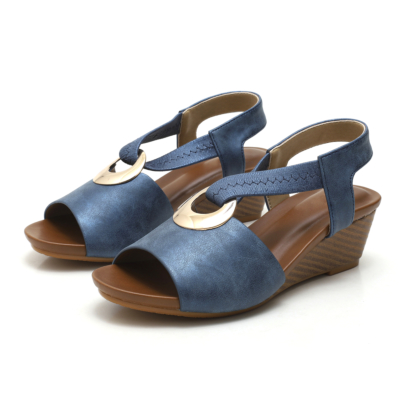 Sandalias de cuña cómodas de verano azul marino Zapatos de baile