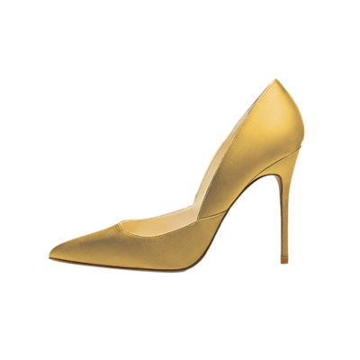 Zapatos de tacón de aguja con corte en V amarillos, zapatos de boda elegantes con punta puntiaguda para mujer