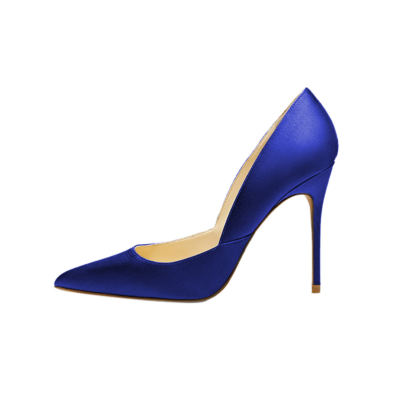 Royal Blue V-Cut Stiletto Heels Pointy Toe Chic Zapatos de boda Bombas para mujeres