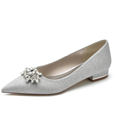 Zapatos de boda planos de mujer con diamantes de imitación